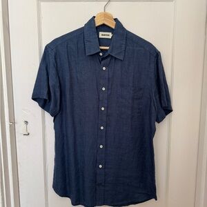 Taylor Stitch Linen Blue Casual Button Down Shirt
